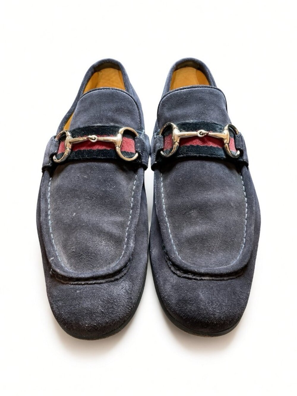 Gucci Horsebit Loafers Mens 9D Navy Suede Night Blue Italy